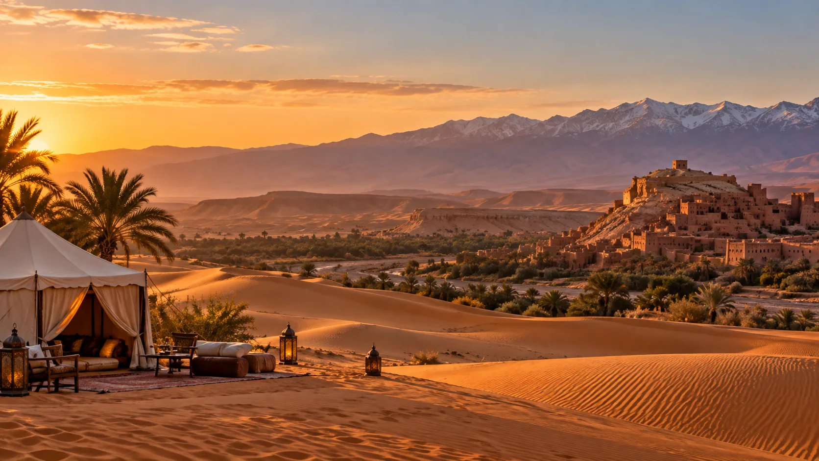 Luxury Morocco desert and kasbah landscape