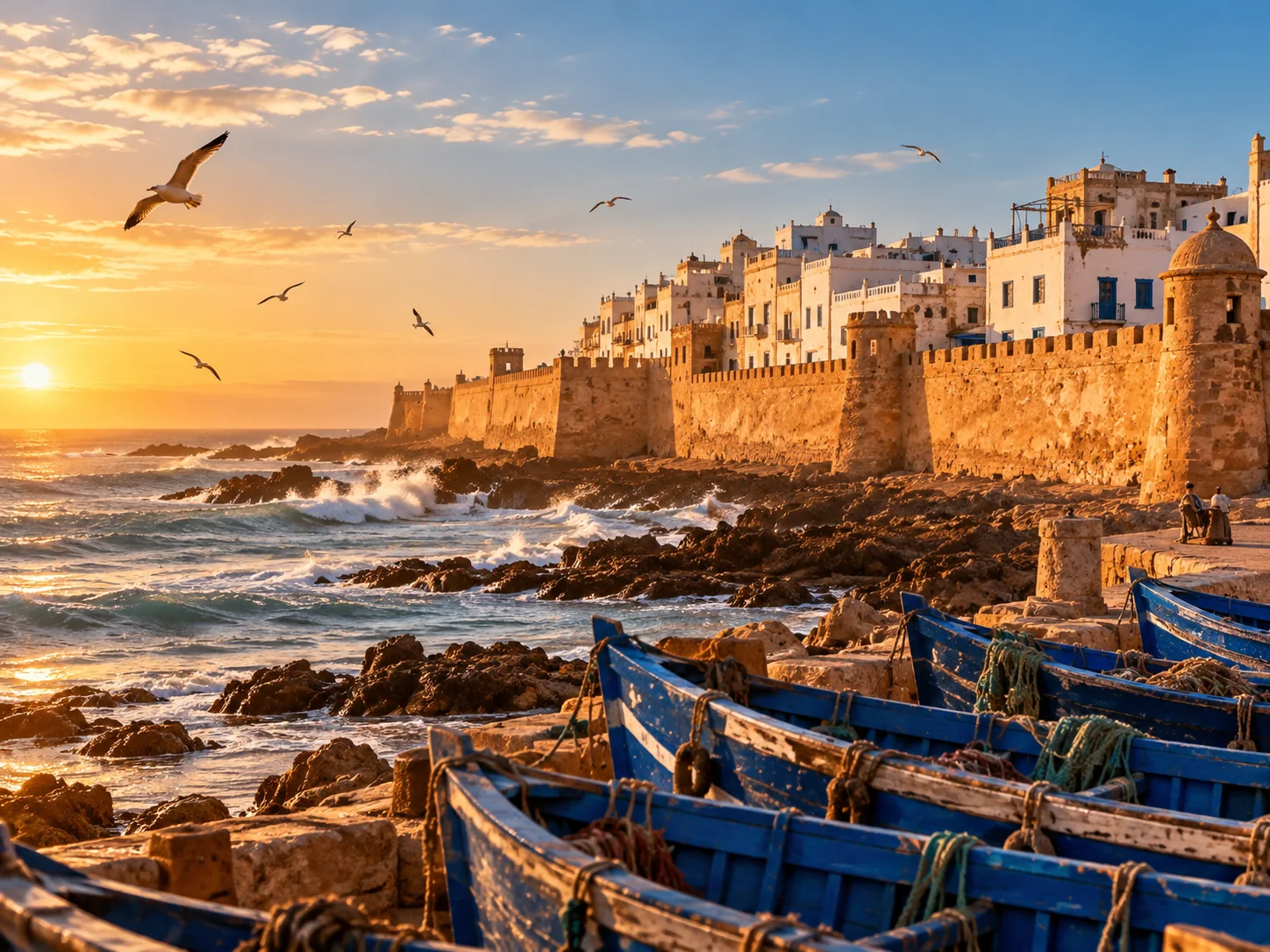 Essaouira coast at sunset